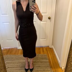 ASOS Sleeveless Ribbed Maxi Dress in Dark Brown